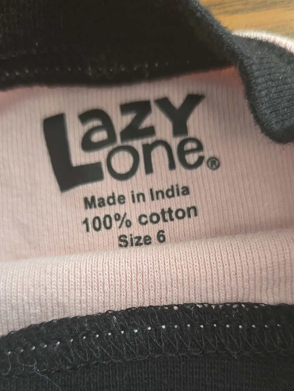Girls 6 Lazy One Pink & Black 'Bearhug' Kids Pajama Set